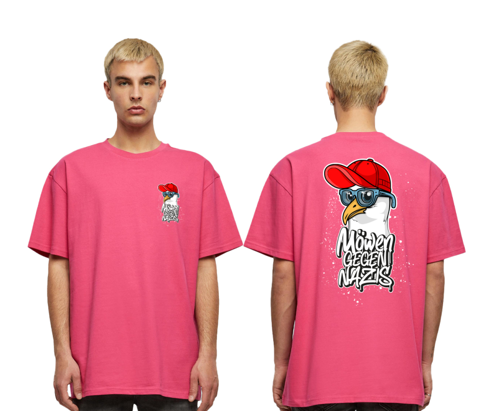 MÖWEN GEGEN NAZIS OVERSIZE SHIRT PINK